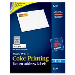 Avery 8254  Matte White Inkjet Printing Mailing Labels