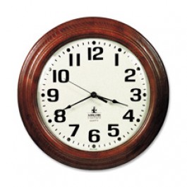 SKILCRAFT 16" Mahogany Frame Round Wall Clock